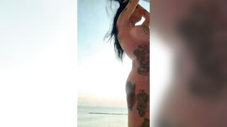 Dancing nude into sauna