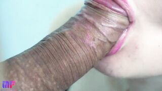 Gentle fellatio close-up. Cummed.
