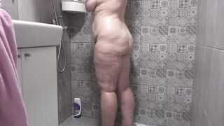A secret camera inside the shower room spies on a