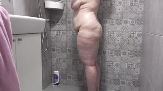 A secret camera inside the shower room spies on a