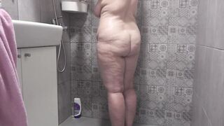 A secret camera inside the shower room spies on a