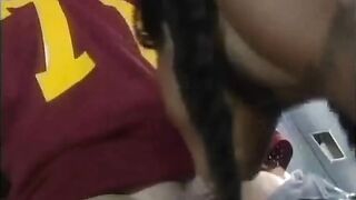 African bitch boned bareback inside locker room at sport club