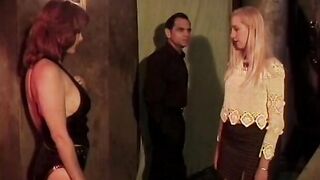Beauty blonde is tied inside red and has clamps applied by sadist
