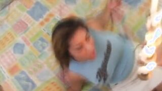Turned On dark haired goes down on hung stud then gets facial