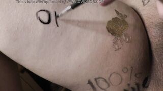 Filthy 19 yo women covered inside kinky body writings before hard