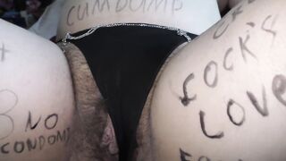 Unshaved BBW sluts inside a lewd bikini got covered into