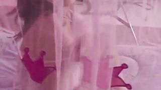 Little April into Goddess Underwear Showing Off her Fans