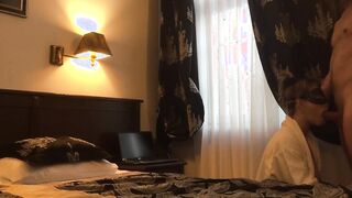 Freaky bro fucks his cunt with mouth rough from behind inside a hotel room