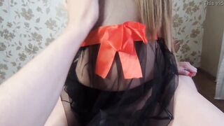 The maid does not mind sitting on her boss's cock