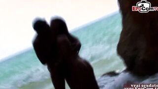 French amateur 3 way ffm at the beach with slender 19 year old