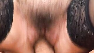 Grandma enjoying the young penis inside her bushy vagina