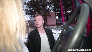 Slim Older Fucks two men into a van