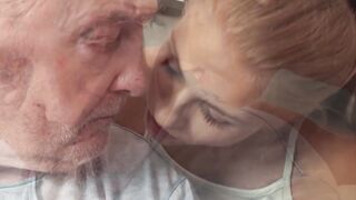 Petite teenie blows off vulgar older man penis after she