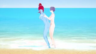 Undertale - Lucky dude creampies Undyne on the beach