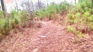 Creamy cock out on the trail on a warm winter