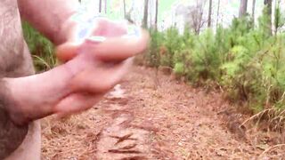Creamy cock out on the trail on a warm winter