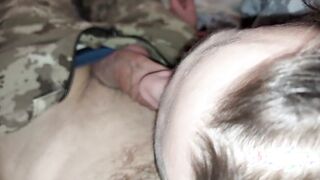 Sloppy fellatio, blows it inside his mouth and swallows the sperm