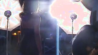 Black pornstar with big legs gets naked and fucks
