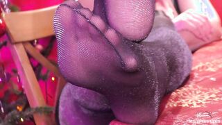 Gf Toes Inside Slippers And Lurex Tights On New Year's