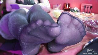 Gf Toes Inside Slippers And Lurex Tights On New Year's