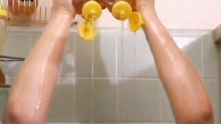 Rough stud licks honey off blonde sexy's jugs then fucks her