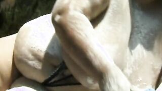 Fat bitch gets rammed doggy style by white boy on a chair