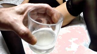 Insemination of the sub with sperm then a stunning orgasm