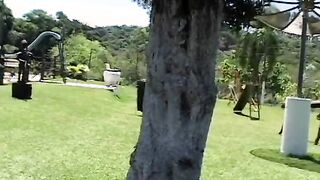 Freaky hispanic gets her tight snatch slammed outdoor