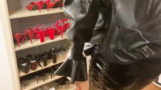 Rubber Housework, Bondage Masturbation and Cum Eating