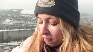 Blonde Bitch got screwed Outdoors