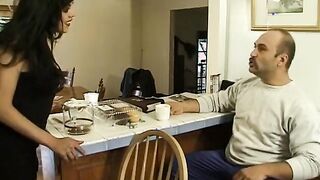 Voluptuous dark hair and guy seduces another dude inside bi-curious