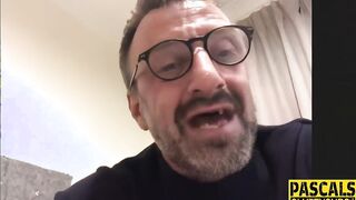 Big Boobed whore throats penis and gags