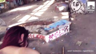 MELINA MAY goes on her knees to suck a cock