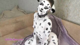 Voluptuous chick Into Dalmatian Costume Playfully Riding Cavalier's Long Penis
