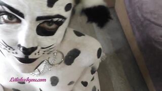 Voluptuous chick Into Dalmatian Costume Playfully Riding Cavalier's Long Penis
