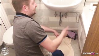 German Red Haired 18 Year Old Seduce Worker to Boned for Pay the