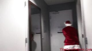 Ebony barely legal gets her tight asshole gaped by Santa the
