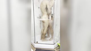 Sex of a pretty Russian lovers inside the shower
