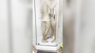 Sex of a pretty Russian lovers inside the shower