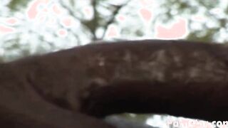 Big Boobed Anna Nova Blows A Long Ebony Dick Public