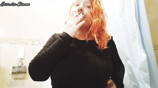 Smoking while I play with my pink nipples