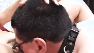 Old dark haired fucks bro with strap-on inside bed