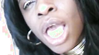 Ebony stud with a long dick pounds curvy mom's butt inside bed