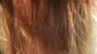 Red Haired on her back getting face plowed