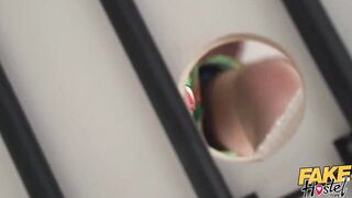 Fake Hostel - Fat dick sliding through gloryhole inside top