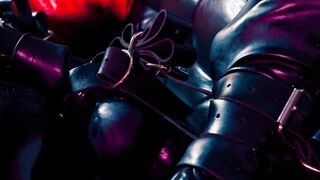 Pvc sub pleasing hogtied on the couch