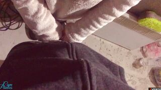 Freaky co-worker creampied after working