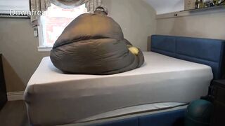 Down Jacket Gf Humps His Huge Brown Sleepingbag Comforter and
