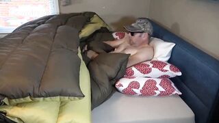 Down Jacket Gf Humps His Huge Brown Sleepingbag Comforter and