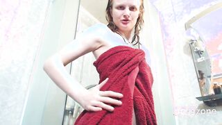 Lonely cougar getting sexual under shower